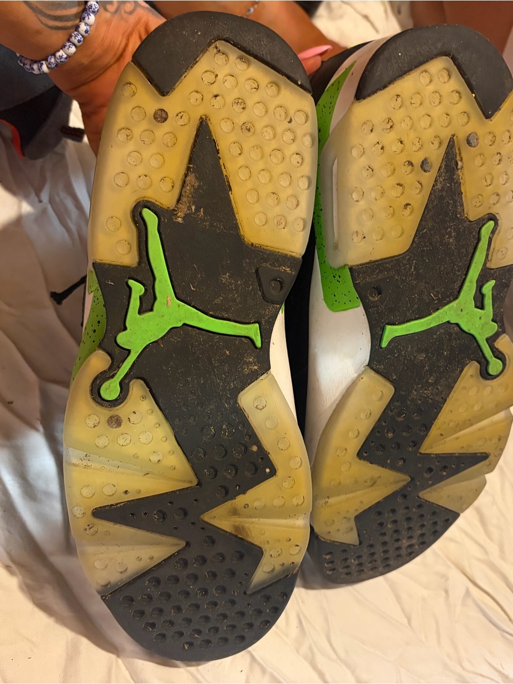 Jordan Black with Neon Green Accent High-Top Sneakers - Picture 5 of 5